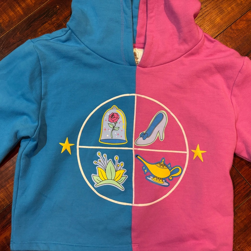 Disney Store Princess Fashion Pullover Pink/Blue Hoodie for Girls Sz 9/10- NWOT - Picture 4 of 5